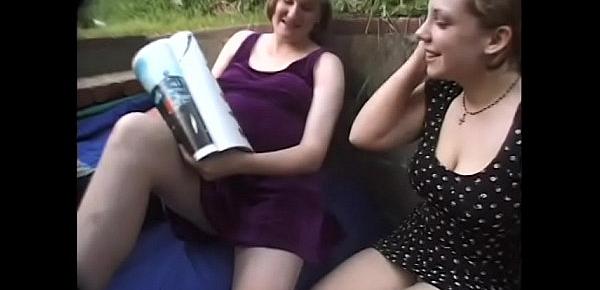  Pregnant women Katarina suck double sided dildo and plays with her friend in the park